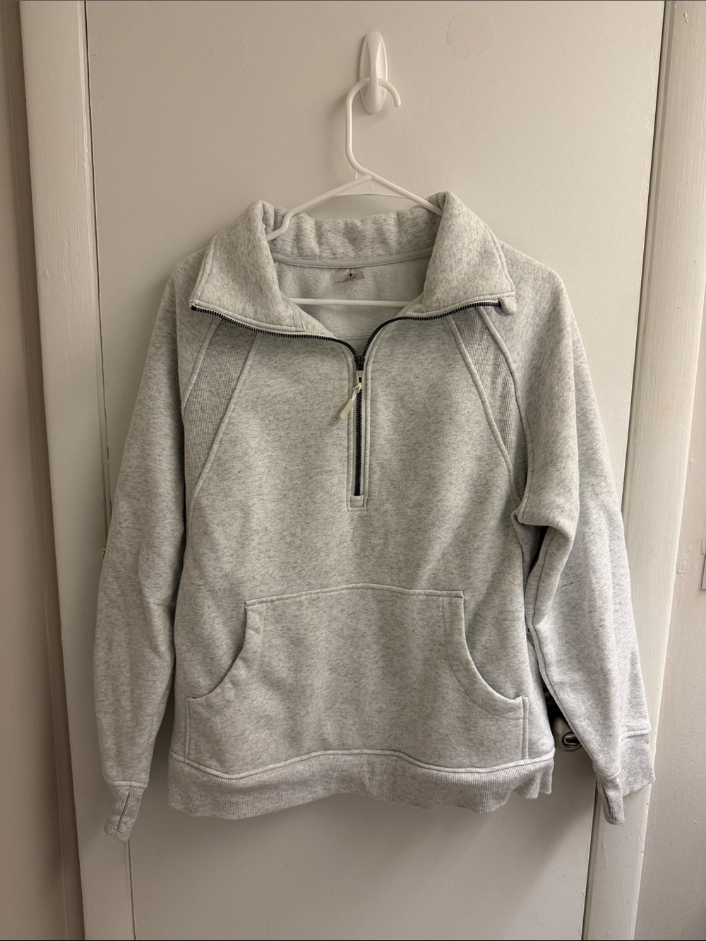 Women’s Light Gray Half-Zip Pullover Sweatshirt
